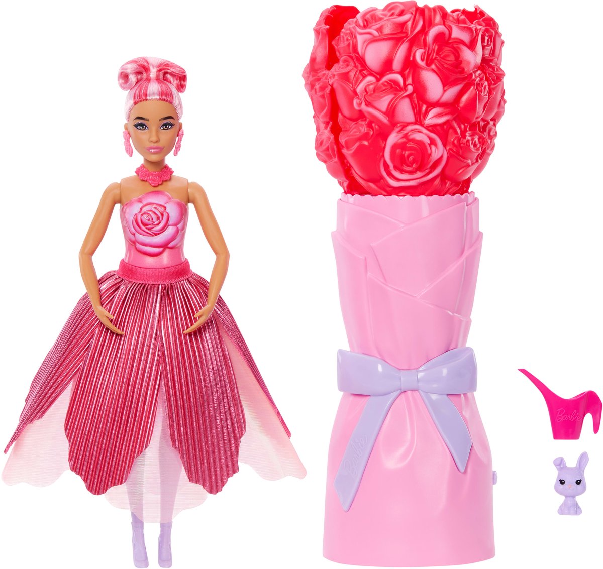 Barbie révèle une fleur surprise, une rose rouge