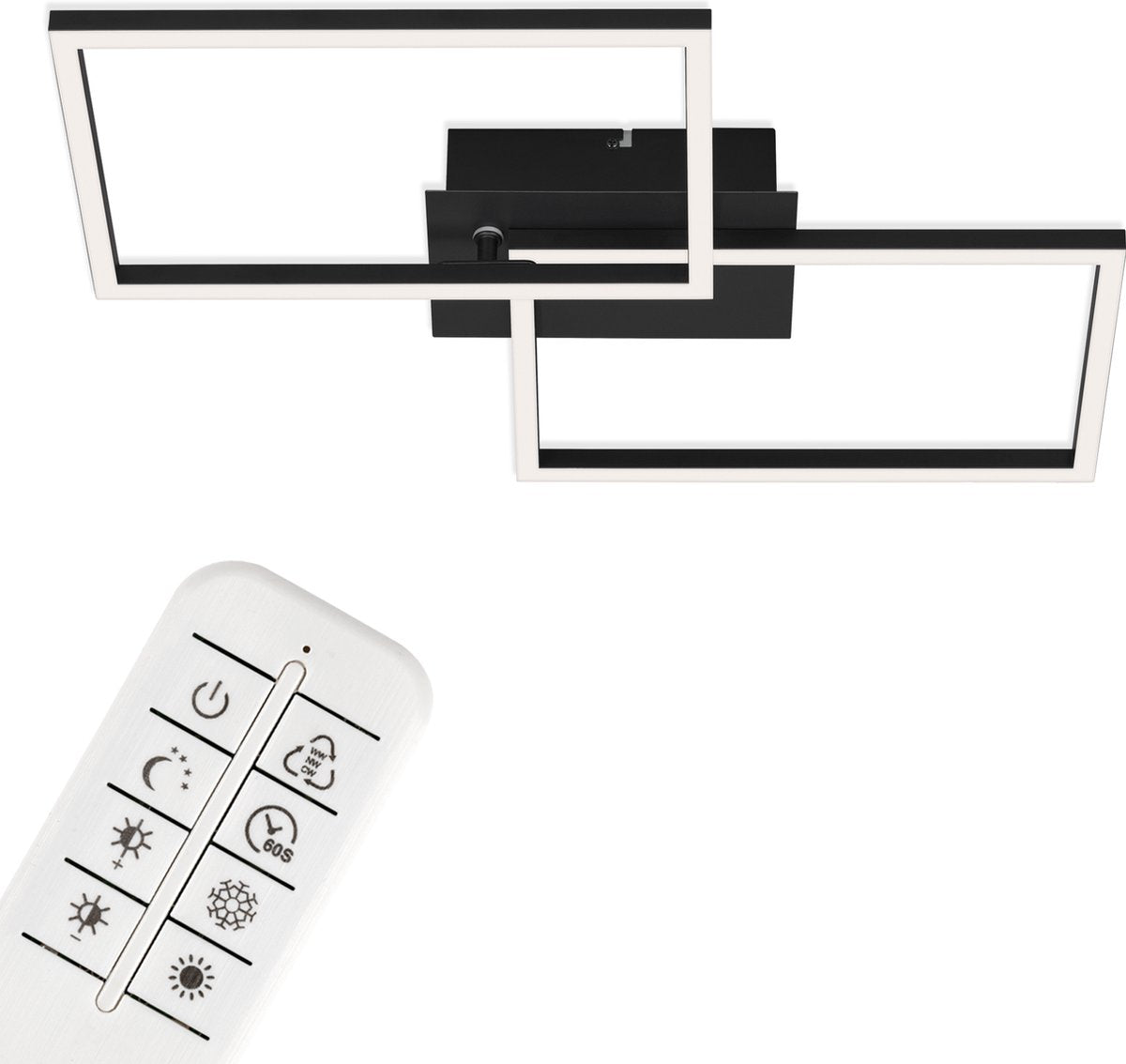 Briloner - Plafonnier LED - Plafonnier à intensité variable - incl. télécommande - CCT - fonction veilleuse et minuterie - noir