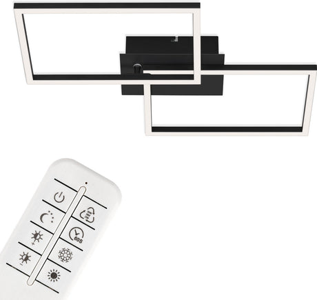 Briloner - Plafonnier LED - Plafonnier à intensité variable - incl. télécommande - CCT - fonction veilleuse et minuterie - noir