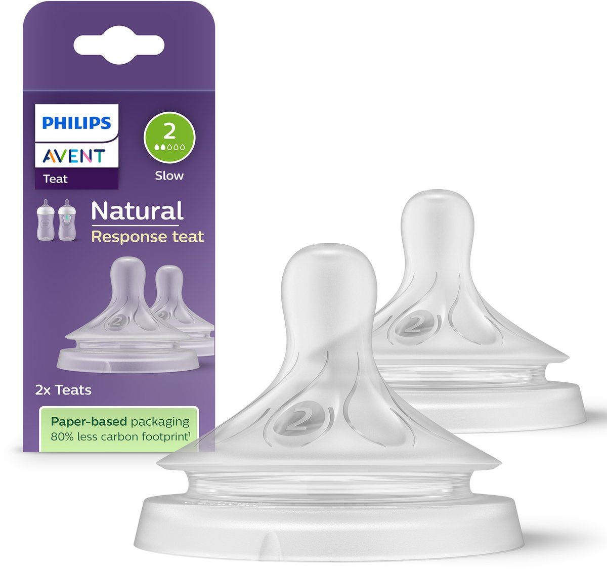 Philips avent réflexe de succion naturel – vitesse 2, 0+ mois, 2 pièces - scy962 02 - tétines pour biberons