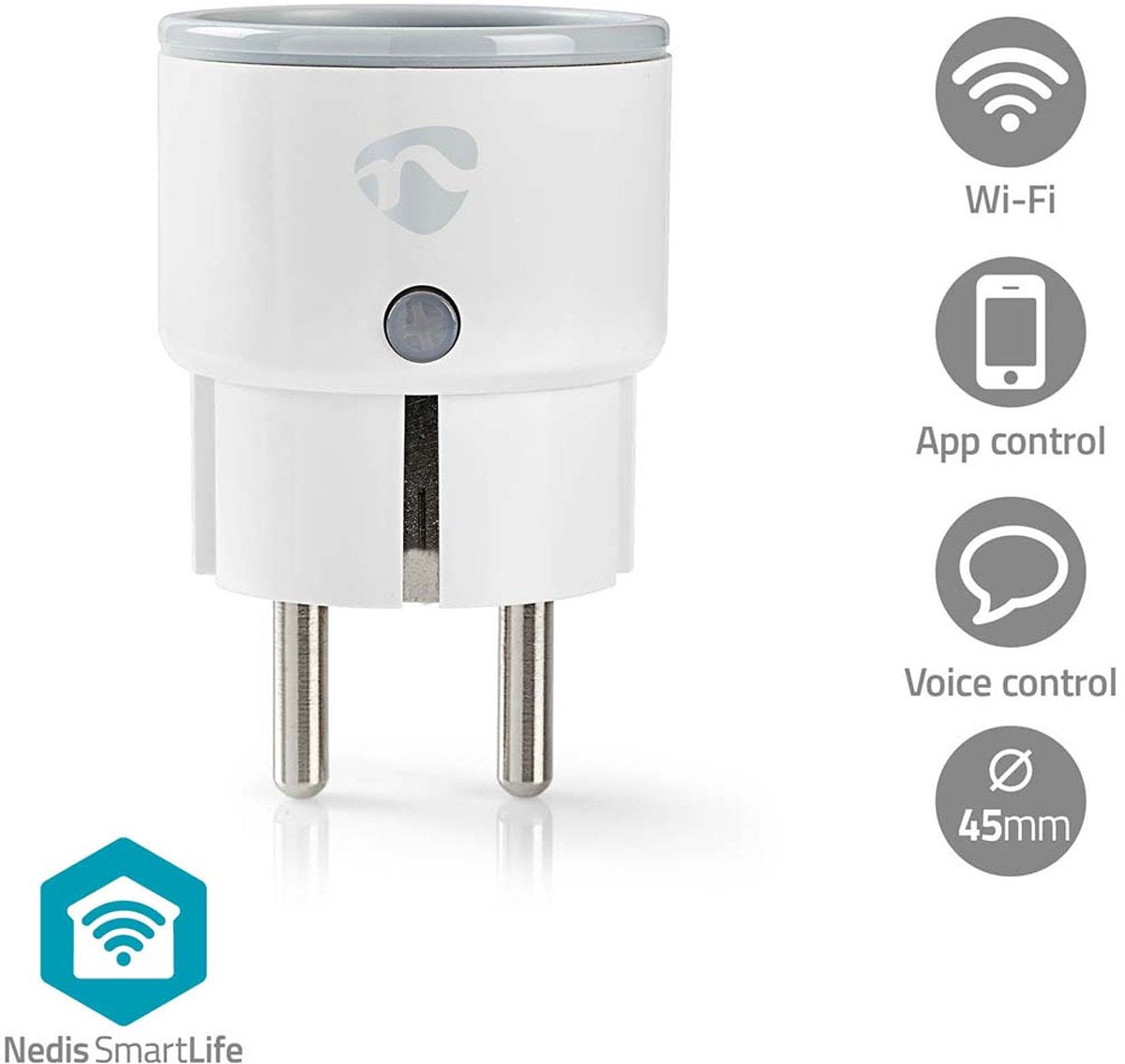 Prise intelligente Nedis smartlife - ip21 - compteur d'énergie - 2500 w - prise de terre type f (cee 7 7) - -10 - 40 °c - android ios - blanc - 1 pièce
