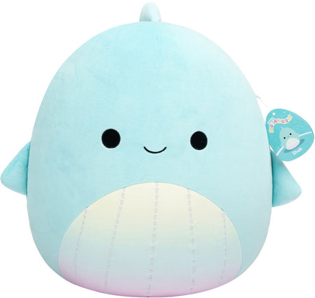 Squishmallows Jazwares - grande peluche (shah - baleine sarcelle avec ventre arc-en-ciel) - peluche 40 cm