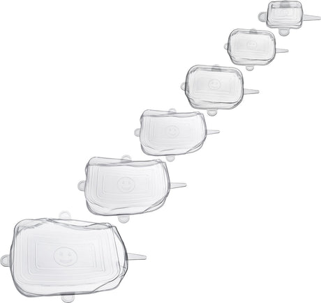 Couvercles carrés pour aliments frais Westmark - couvercles en silicone extensibles et réutilisables pour divers récipients, également pour tranches de fruits, alternative durable - silicone, 6 pièces