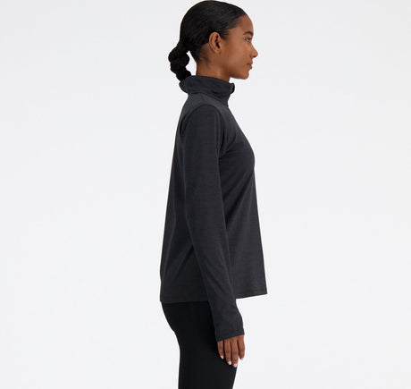 Pull de sport femme New Balance Sport Essentials Space Dye 1 4 - noir