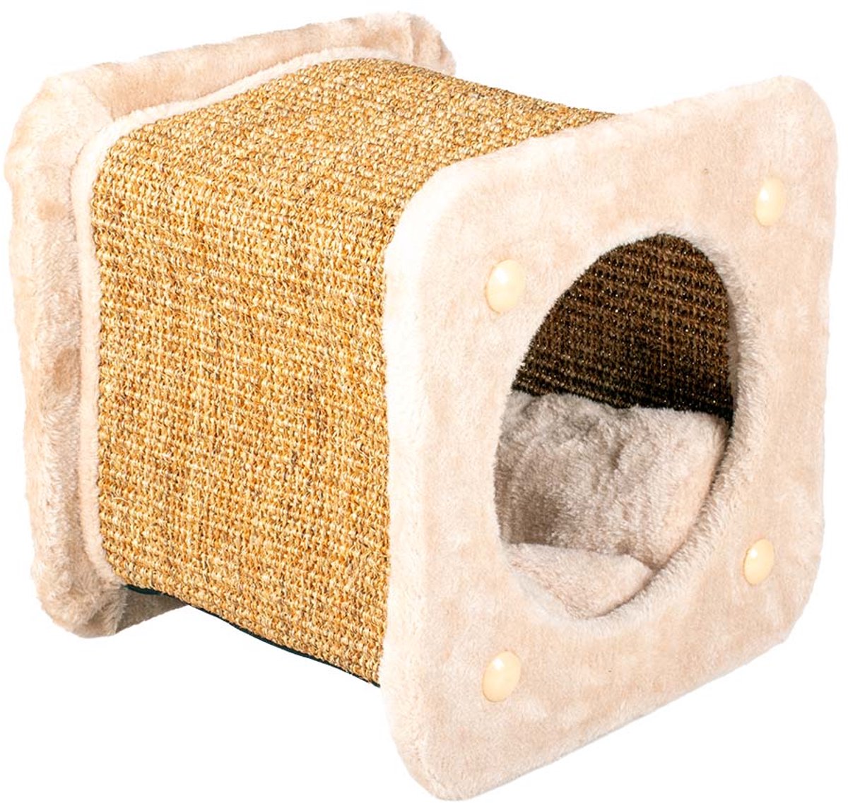 Duvo plus détendez-vous ! tunnel à gratter carré 30x30x28cm beige