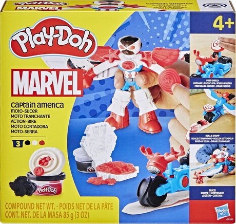 Play-doh marvel captain america motor cutter play set - pâte à modeler - 3 pots - artisanat pour enfants
