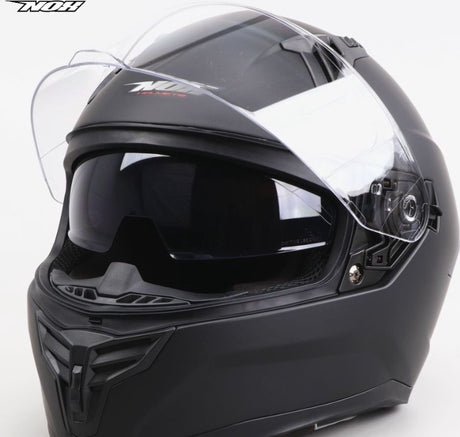 Casque intégral Nox avec visière solaire teintée intégrée - noir mat - ECE 22.06 - taille XL = tour de tête 60 à 61 cm
