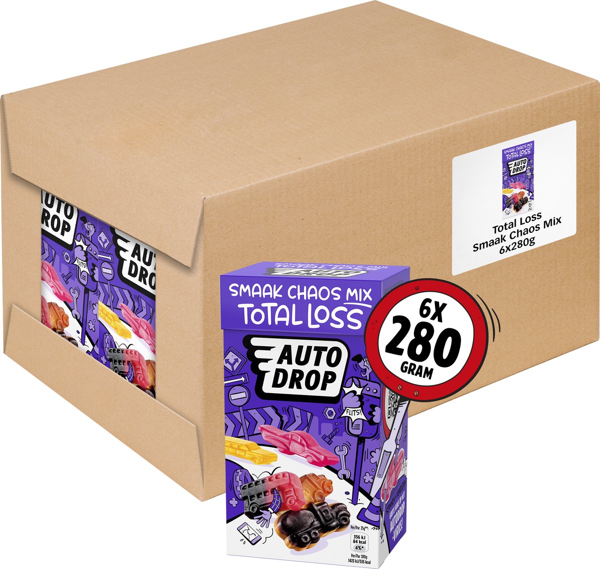Autodrop - bonbons - mélange de chaos de saveurs à perte totale - 6 boîtes - 280 grammes