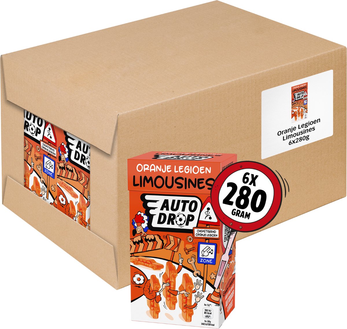 Autodrop - bonbons - coupe du monde 2026 limousines de la légion orange - 6 boîtes - 280 grammes