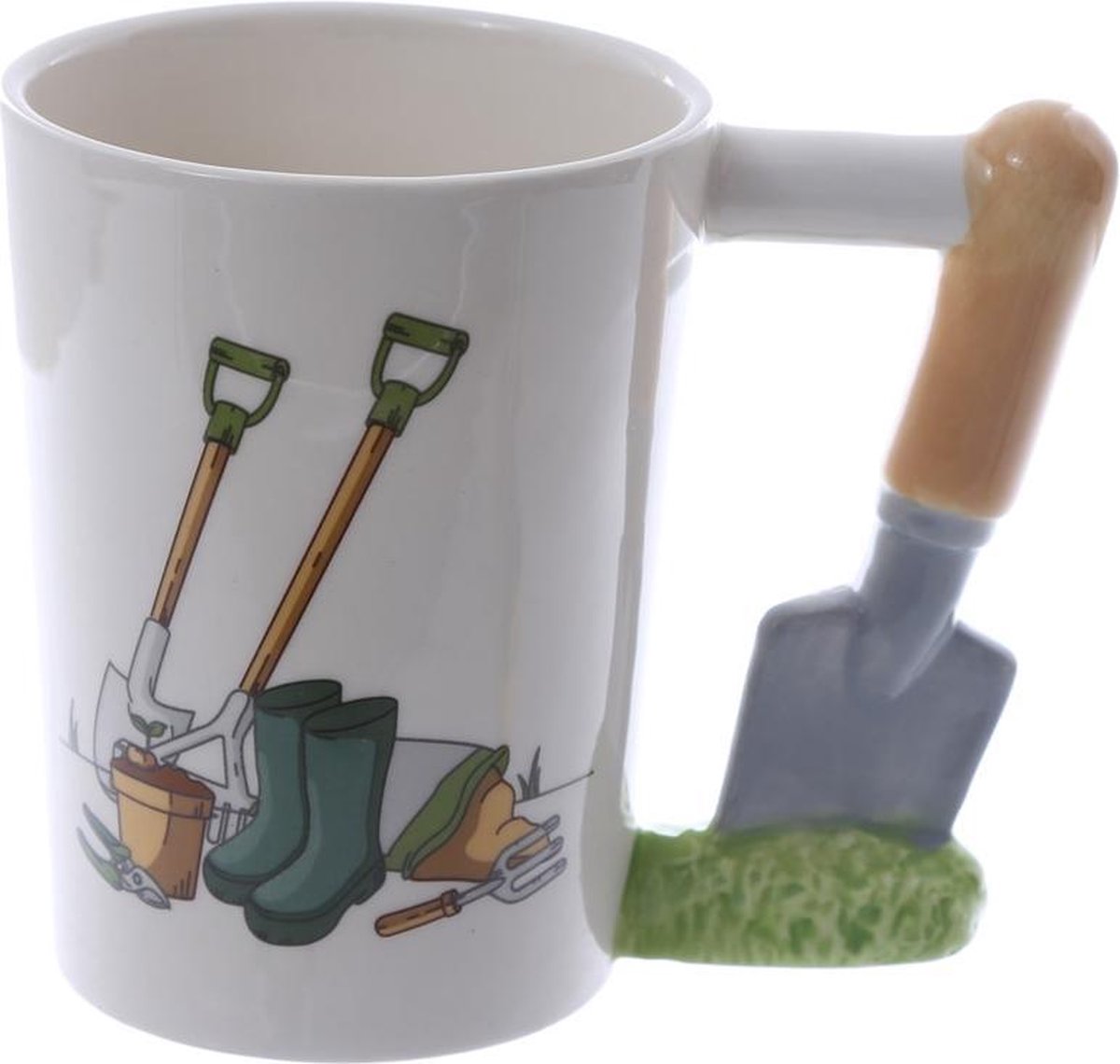 Tasse en céramique avec manche en forme de pelle de jardin