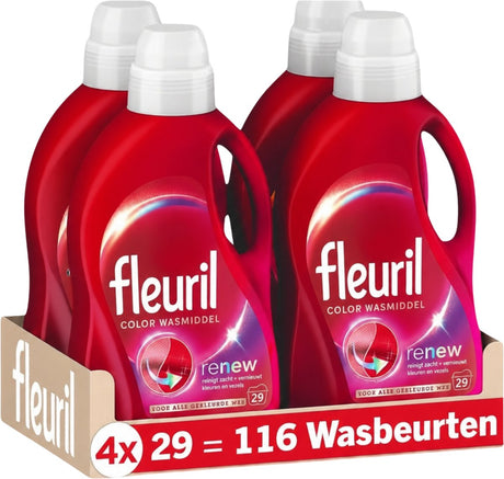 Fleuril color - lessive liquide - lessive colorée - 4x29 lavages - pack économique