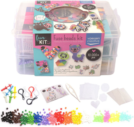 Vaessen creative strijkkralen set - assortiment - 10.000 stuks - incl. accessoires