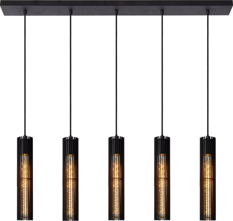 Lucide lionel - lampe suspendue - 5xe27 - noir