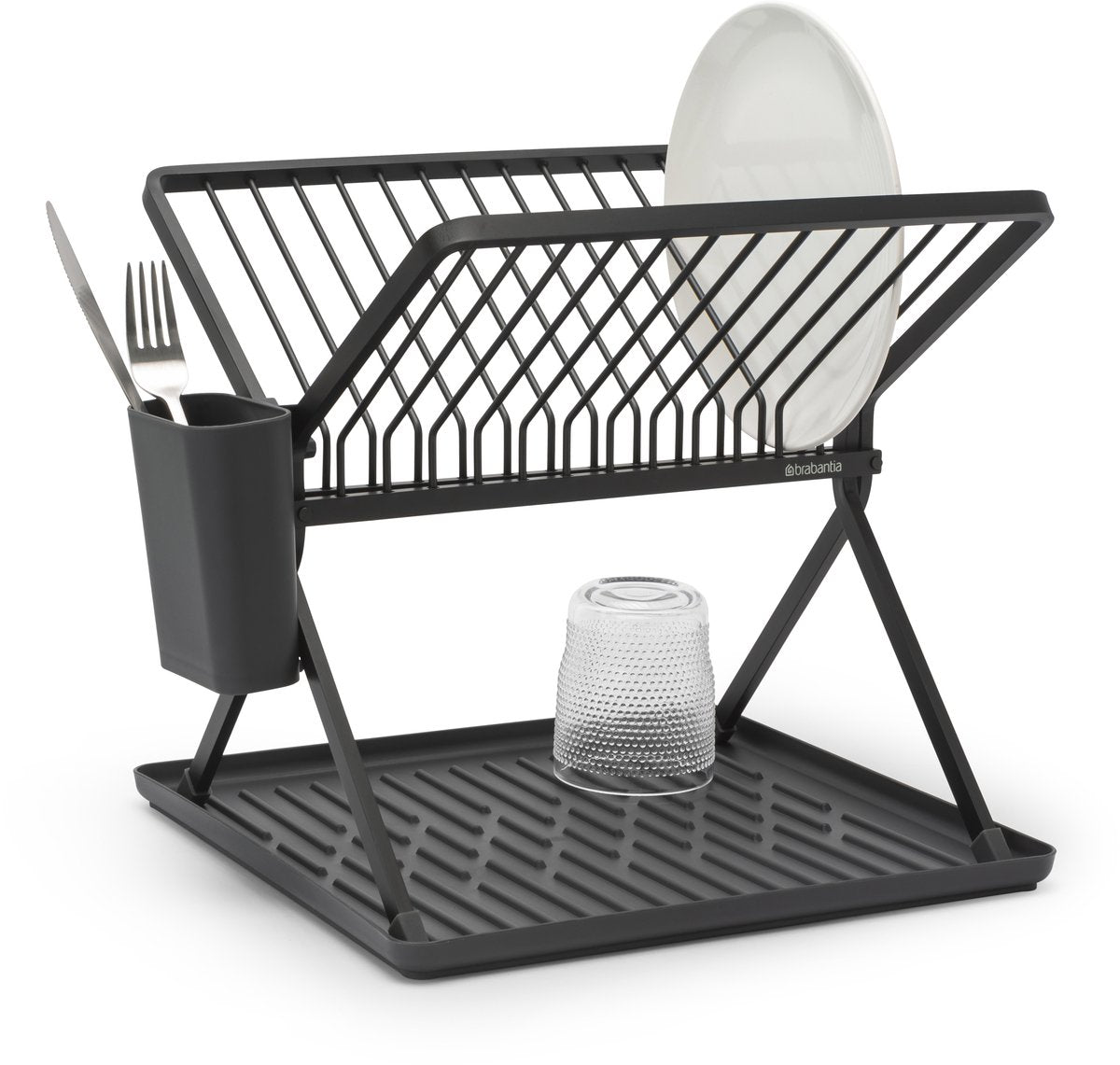 Brabantia égouttoir à vaisselle pliable pour évier gris foncé