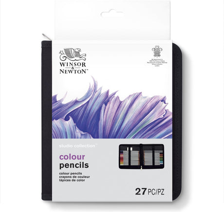 Winsor Newton 2090004 Studio Collection Crayons de couleur Set 27 pièces - Crayons à dessin Dikcores avec graphite et gomme dans un étui (24 crayons de couleur + 2 crayons graphite)