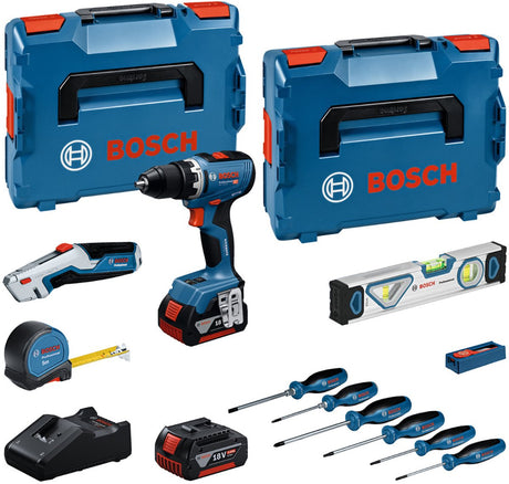 Bosch professional - ensemble d'outils perceuse sans fil gsr 18v-65 + ensemble d'outils à main 19 pièces 18v 5,0ah en l-boxx - 0615a5007k