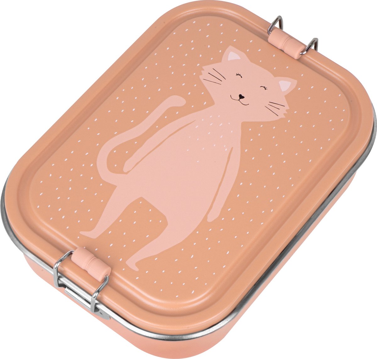 Grande boîte à pain Trixie - Mme. chat - boîte à lunch rsv pour enfants - boîte à lunch facile à ouvrir - 2 compartiments - rose