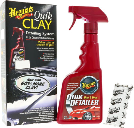 Kit de démarrage Meguiar's Quik Clay - Nettoyage de la peinture de voiture - Enlèvement de la sève des arbres de la voiture
