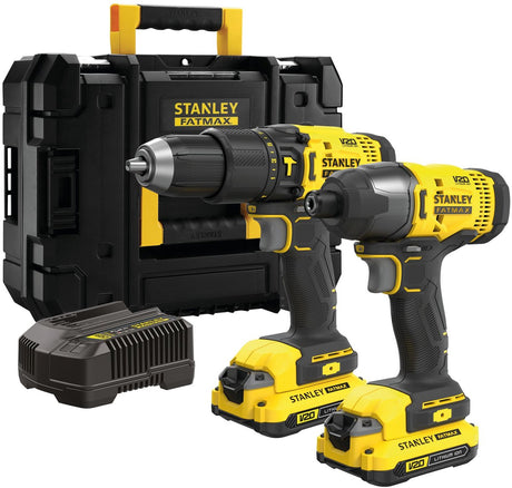 Tournevis Stanley Fatmax V20 18V + tournevis à percussion coffret TStak (avec 2x batterie 2,0Ah et chargeur) SFMCK465D2T-QW