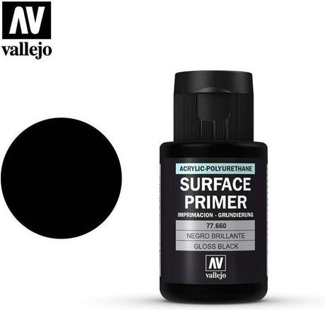 Vallejo Hobby Paint Peinture acrylique - 77660 noir brillant - Apprêt - Peinture acrylique (32 ml) Flacon - 32 ml