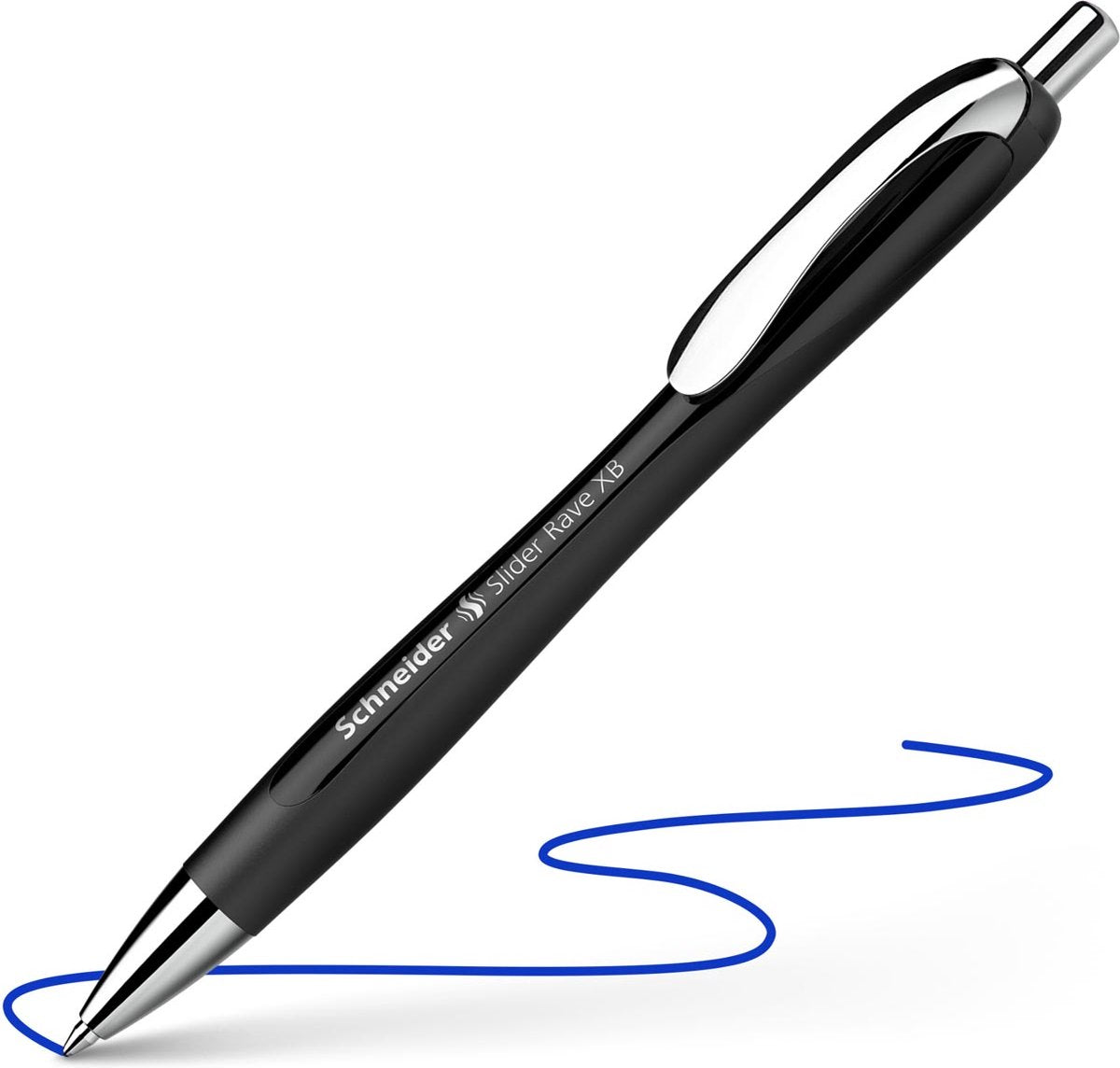 Schneider instruments d'écriture stylo à bille schneider slider rave, extra large, encre bleue, noir 5 pièces
