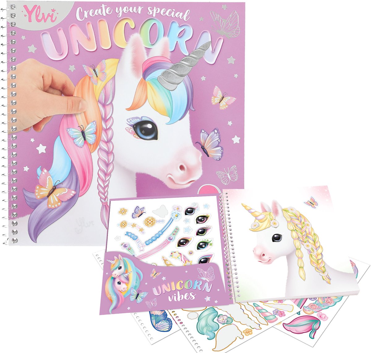 Depesche - ylvi crée ta licorne spéciale habille-moi - livre d'autocollants