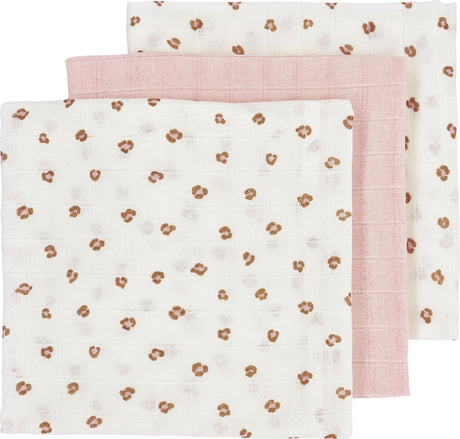 Lingettes hydrophiles Meyco baby mini panthère - paquet de 3 - rose tendre - 70x70cm