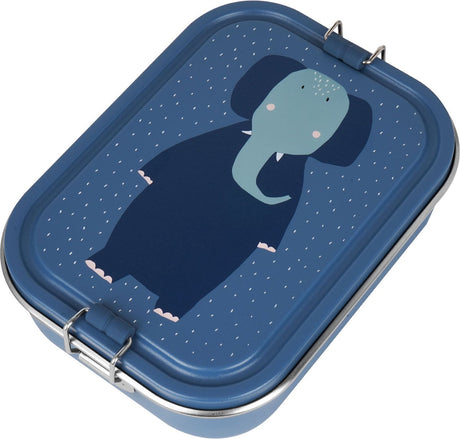 Grande boîte à pain Trixie - Mme. éléphant - boîte à lunch rsv pour enfants - boîte à lunch facile à ouvrir - 2 compartiments - bleu