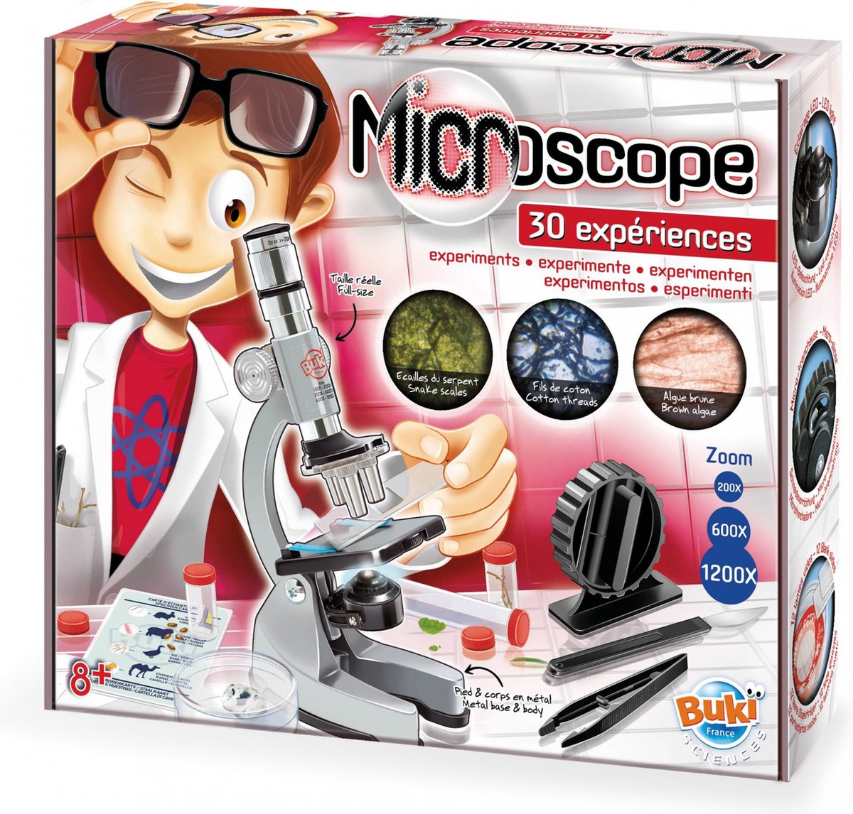 Buki france buki - microscope pour enfants - 30 expériences - grossissement x1200 - jouets éducatifs