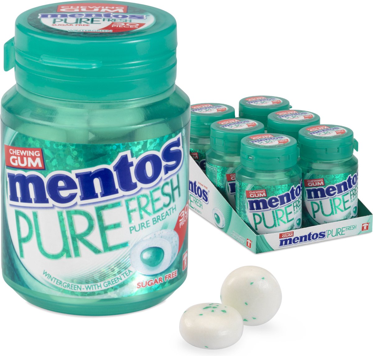 Mentos gum pure fresh wintergreen - chewing-gum - sans sucre - 1x6 pièces