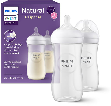Biberons Philips avent natural réponse 330 ml - débit 4 - 2 biberons - scy906 02