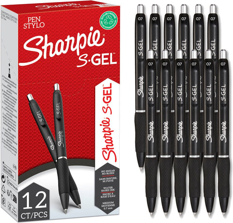 Gel Sharpie | stylos gel | pointe moyenne (0,7 mm) | encre noire | 12 pièces