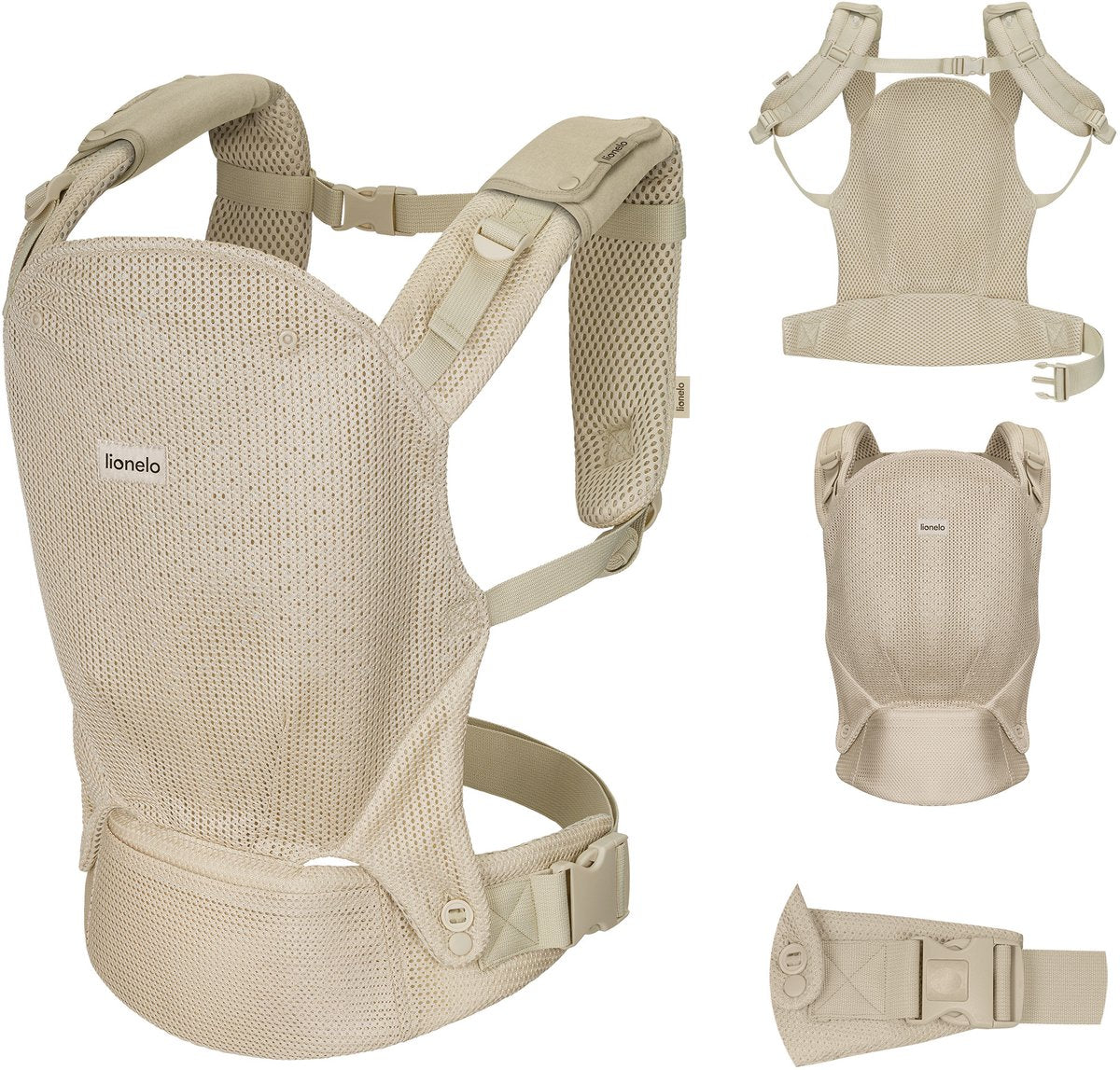 Porte-bébé Lionelo Margaret Air - ergonomique - de 4 mois à 20 kg - 3 positions de portage - confort mains libres - matière respirante - certifié IHDI adapté aux hanches - capuche - double sécurité - bretelles réglables - porte-enfant