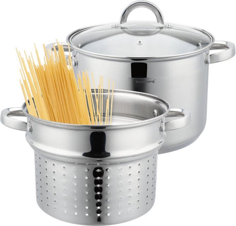Klausberg 7738 - casserole avec insert à pâtes - 2 parties - 24 cm - 7,5 litres - inox - tous feux 14