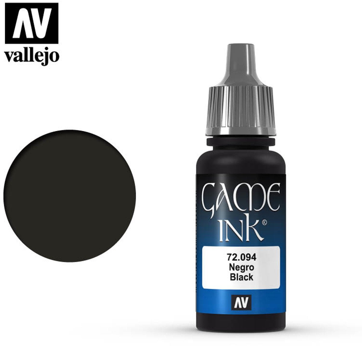 Vallejo Hobby Paint Peinture acrylique - 72094 Game Color - Encre noire - Acrylique - Flacon de peinture - 18 ml