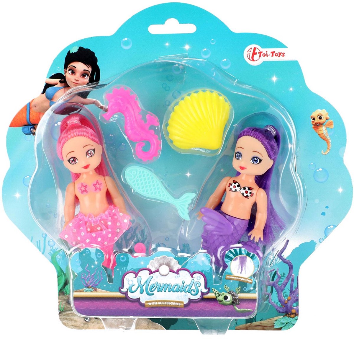 Toi-toys sirènes poupée sirène avec accessoires, 12 cm