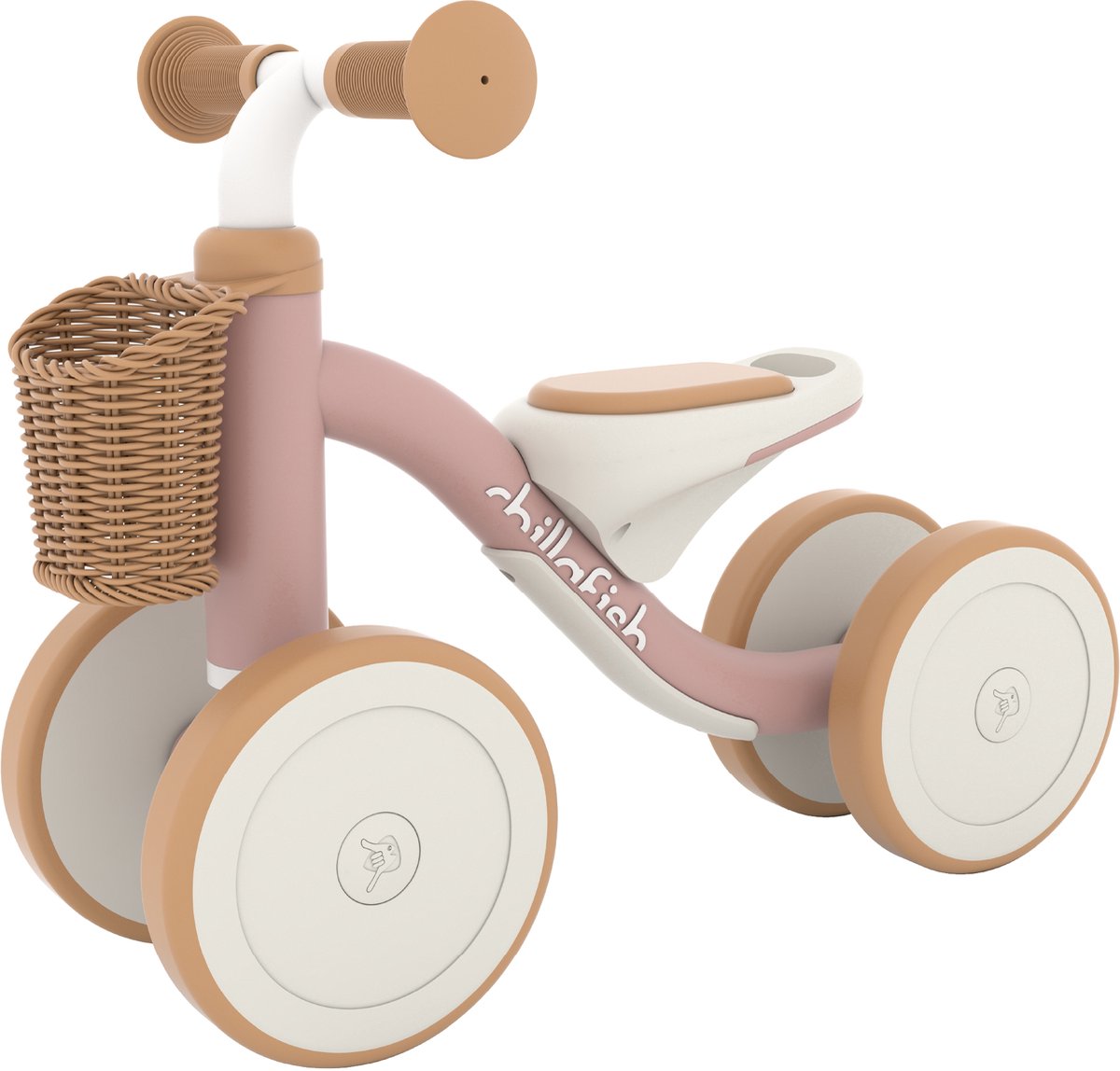 Draisienne Chillafish 1 an pour filles avec panier - trotteur pour les tout-petits jusqu'à 3 ans - rose - voiture légère avec poignée de transport - pneus antidérapants silencieux pour l'intérieur et l'extérieur - stable avec 4 roues - modèle cruzi