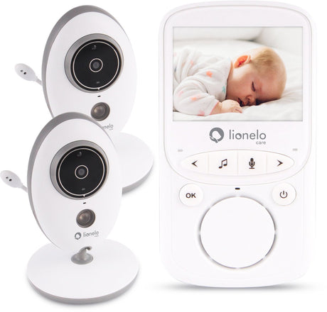 Babyphone premium Lionelo babyline 5.1 - 2 caméras - portée jusqu'à 300 m - vision nocturne - fonction vox - audio 2 voies - capteur de température - 20 heures d'autonomie - écran 2,4" - fonction alarme 8 berceuses