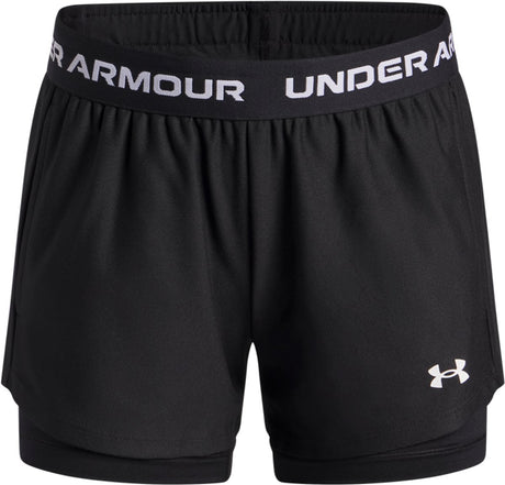 Under armour ua tech play up 2n1 short pantalon de sport unisexe - noir - blanc