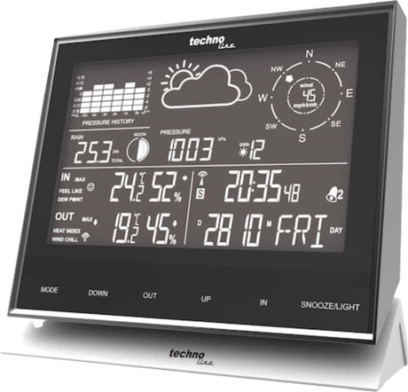 Station météo Technoline - ws 1700 - 138x153x53mm - aluminium noir - avec 3 capteurs extérieurs 100m - tl-ws1700