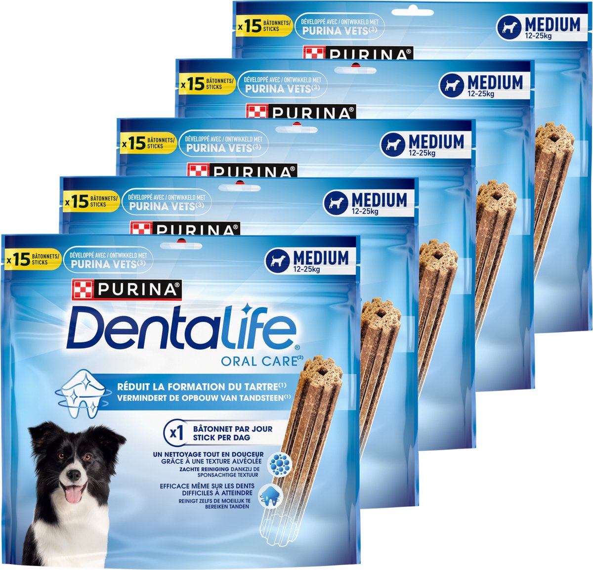 Dentalife Daily Oral Care Medium - Snacks pour chiens - Poulet - 5 x 345 g