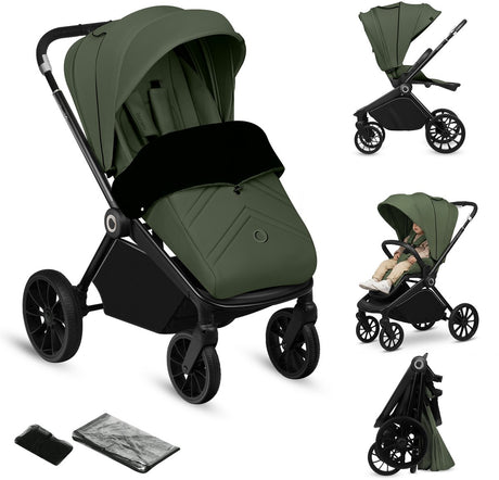 Poussette Lionelo mika plus - roues tout terrain - légère - siège réglable - capote XXL avec UPF 50+ - pliable compacte - accessoires inclus
