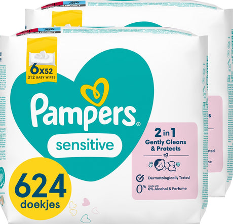 Lingettes bébé Pampers sensibles - sans parfum - 12 x 52 lingettes bébé
