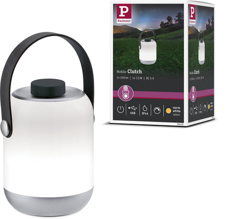 Paulmann lampe à batterie embrayage à batterie ip44 dimmable 3000k gris