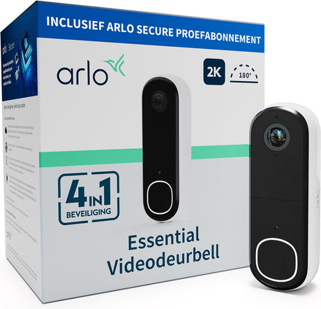 Sonnette vidéo sans fil Arlo 2k avec caméra, 1 sonnette, blanc