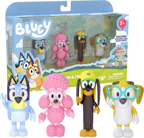 Moose Toys Bluey - 4 figurines Friends : Bluey, Snickers, Coco et Honey - Ensemble de figurines