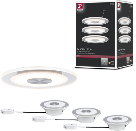 Paulmann premium Lampe à encastrer LED whirl set de base rond 120 mm 3x4,9w 3x180lm 230v dimmable 3000k aluminium tourné, satiné