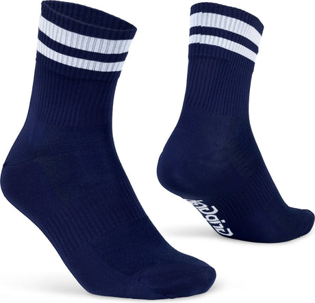 Gripgrab - chaussettes de cyclisme d'été original stripes crew chaussettes de cyclisme rétro à rayures coolmax - unisexe - bleu marine - taille s (38-41)