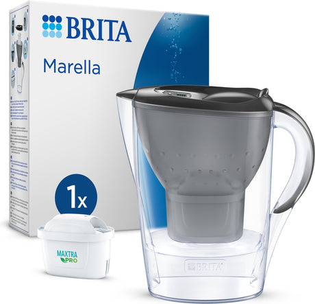 Brita - carafe filtrante - marella cool - 2,4l - gris - incl. 1 cartouche de filtre à eau tout-en-1 Maxtra Pro