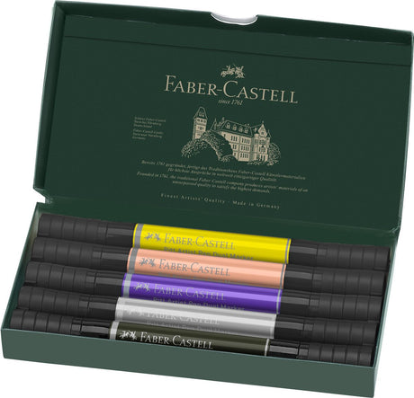 Stylo à dessin Faber-castell - stylo d'artiste Pitt - double marqueur - étui 5 pièces mode - fc-162006